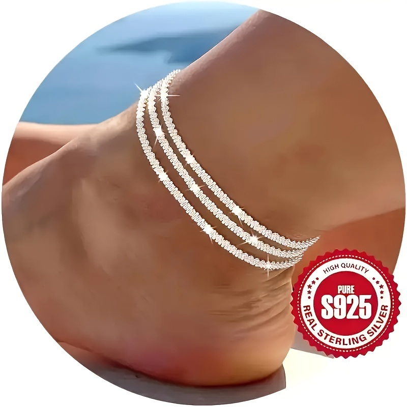 Elegant Bohemian 925 Sterling Silver Anklets With Vintage Style And Silver Plating For And Party
Elegant Bohemian 925 Sterling Silver Anklets With Vintage Style And Silver Plating For And Party