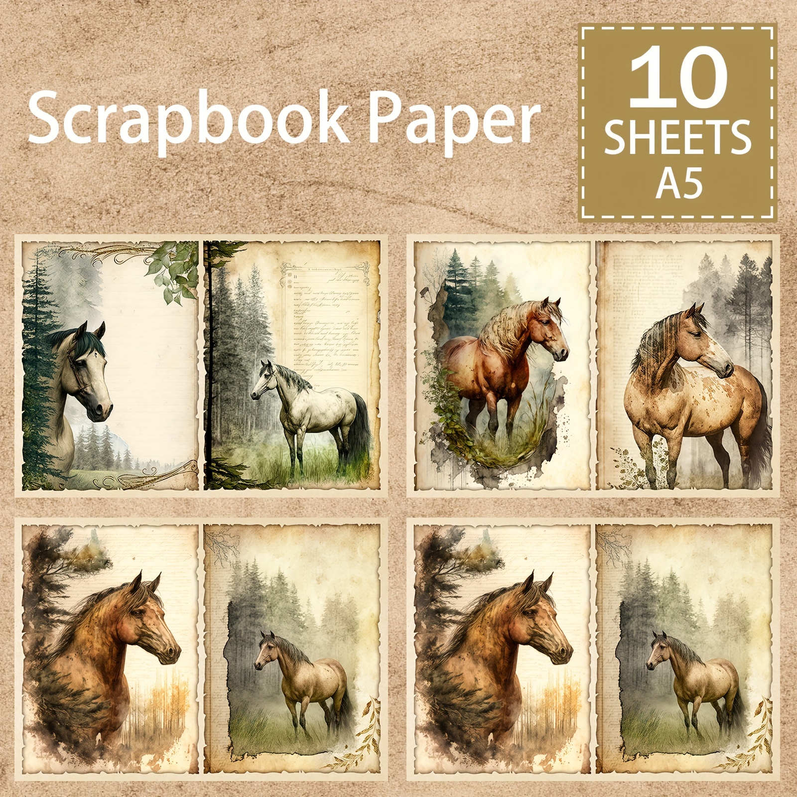 10 Vintage Forest Horse Background Cards For Scrapbooking, Art, And Diy Projects - A5 Size
10 Vintage Forest Horse Background Cards For Scrapbooking, Art, And Diy Projects - A5 Size