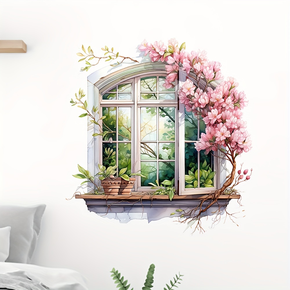 Contemporary Style 3d Window View Wall Stickers - Faux Window Frame With Floral Design, Self-adhesive Pvc Decals For Living Room And Tv Background Decor, Detachable Single-use Wall Art
Contemporary Style 3d Window View Wall Stickers - Faux Window Frame With Floral Design, Self-adhesive Pvc Decals For Living Room And Tv Background Decor, Detachable Single-use Wall Art