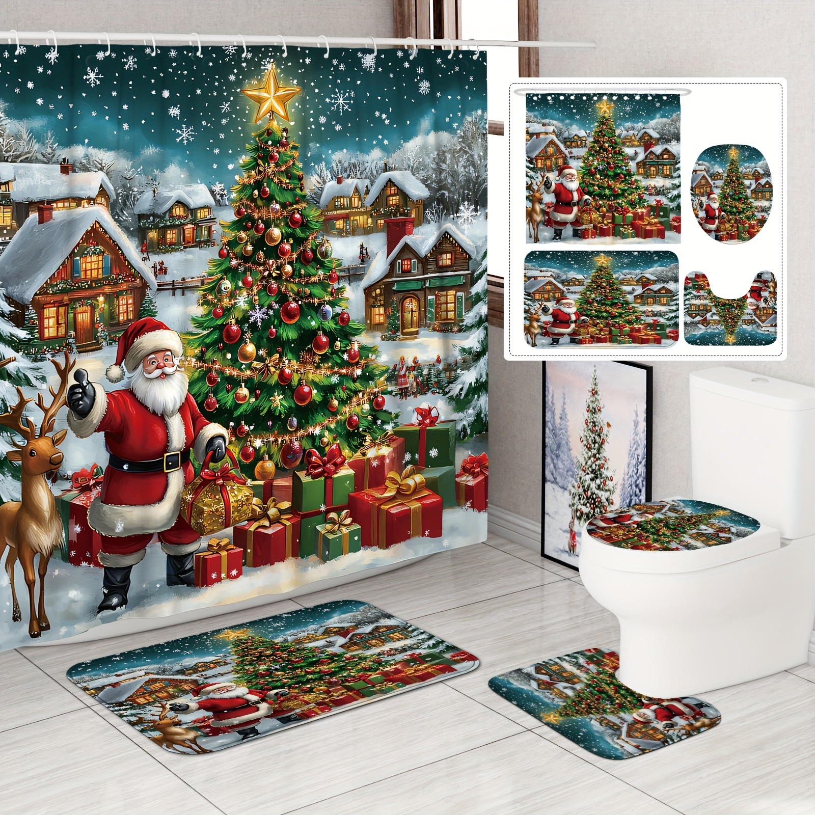 /4pcs Christmas Red Curtain Set Polyester Curtain For Bathroom Or Decor 12 Bath Mat Lid Mat
/4pcs Christmas Red Curtain Set Polyester Curtain For Bathroom Or Decor 12 Bath Mat Lid Mat
