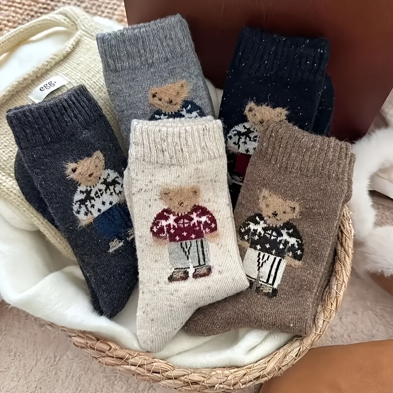 1/5 Pair Of Cute Bear Patterned Mid-calf Socks For Women, Suitable For All , Comfortable And Warm, The For Mid-calf Socks.
1/5 Pair Of Cute Bear Patterned Mid-calf Socks For Women, Suitable For All , Comfortable And Warm, The For Mid-calf Socks.