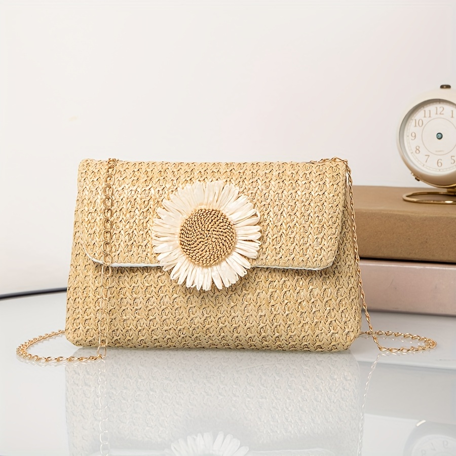Floral Woven Shoulder Bag, Cute & Fresh Crossbody Bag, Fabric Bag With Flower Clasp And Chain Strap
Floral Woven Shoulder Bag, Cute & Fresh Crossbody Bag, Fabric Bag With Flower Clasp And Chain Strap