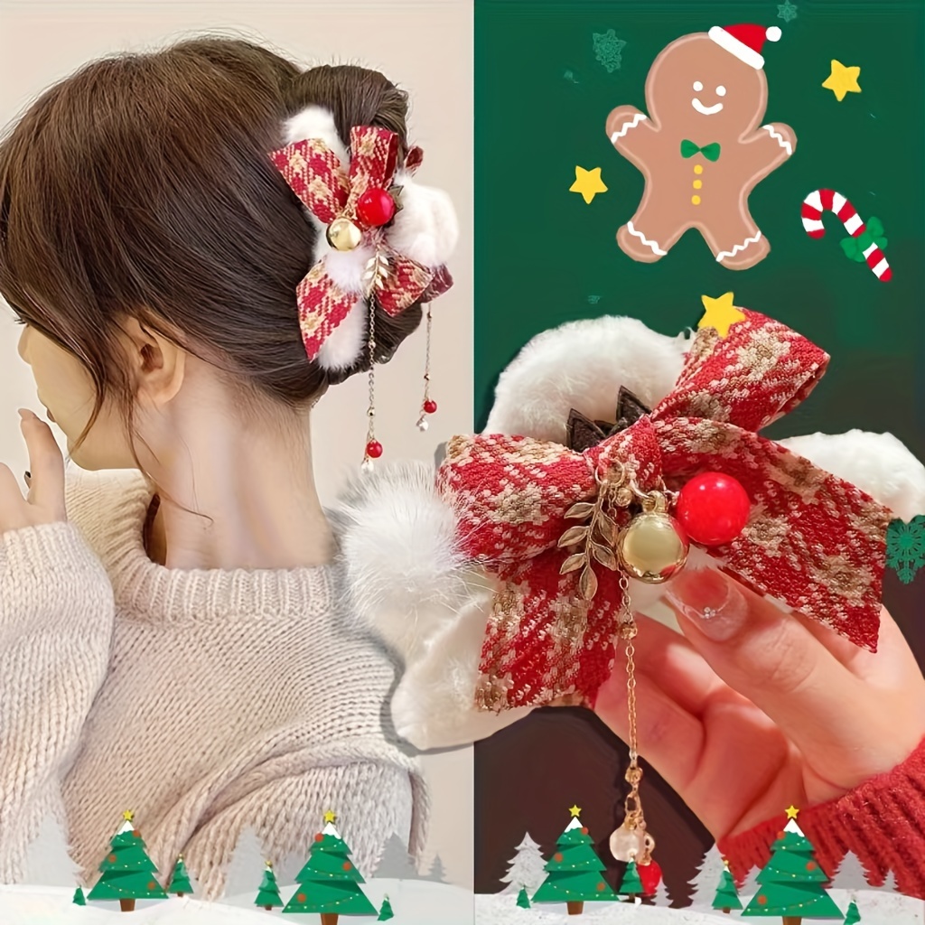 Elegant Plush Christmas Hair Claw - Large, Non-slip Ponytail Holder For Women And Girls - Accessory
Elegant Plush Christmas Hair Claw - Large, Non-slip Ponytail Holder For Women And Girls - Accessory