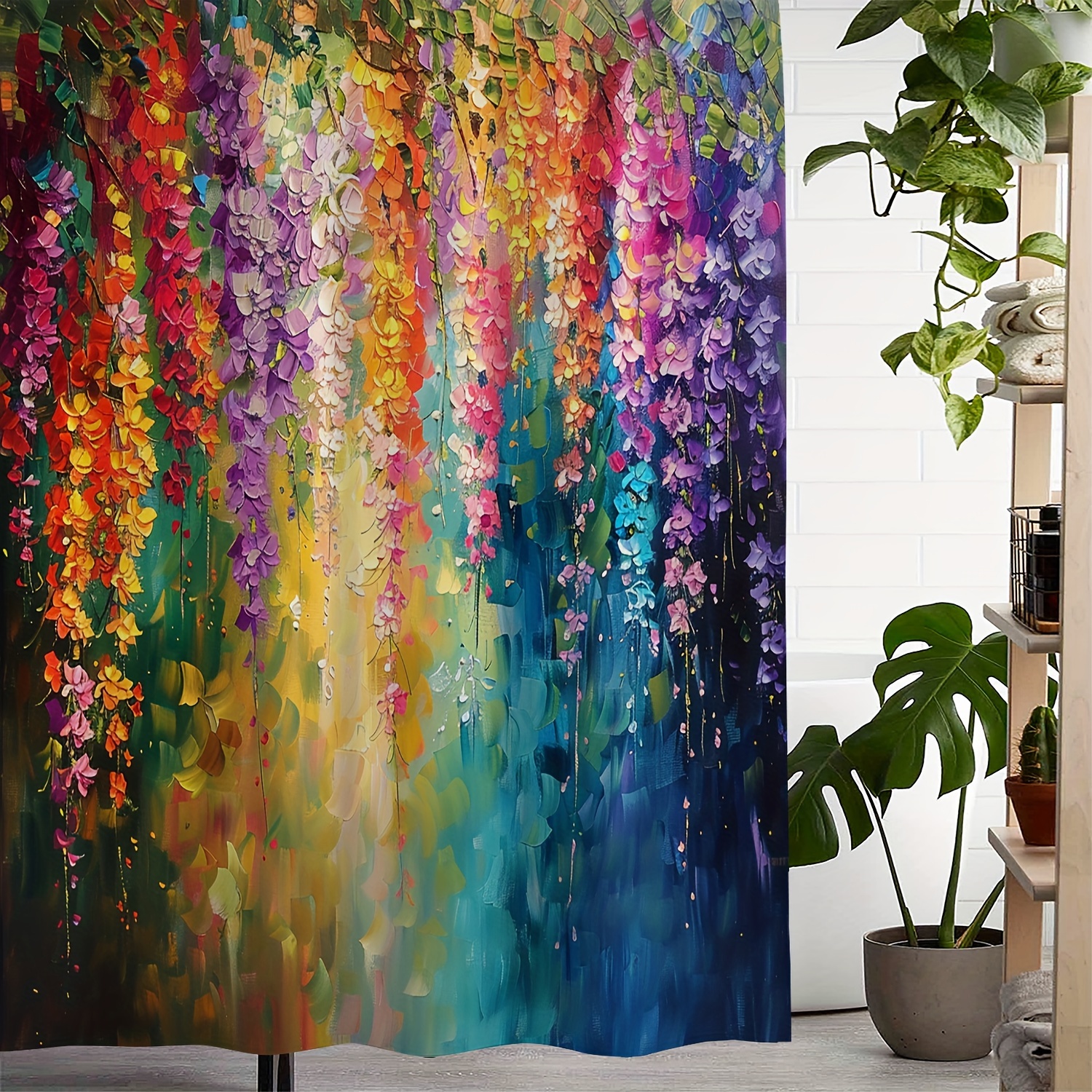 Artistic Multicolor Floral Print Waterproof Shower Curtain With 12 Hooks, Polyester Woven, Water-resistant, Machine Washable, Includes Accessory Hook - Decorative Arts-themed Bathroom Accessory
Artistic Multicolor Floral Print Waterproof Shower Curtain With 12 Hooks, Polyester Woven, Water-resistant, Machine Washable, Includes Accessory Hook - Decorative Arts-themed Bathroom Accessory
