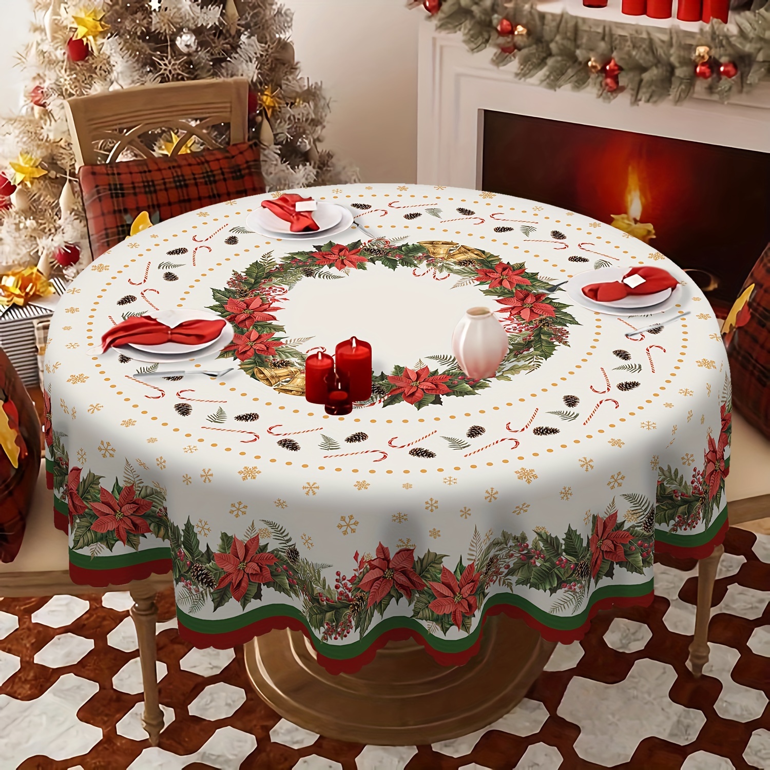 Christmas Poinsettia & Tablecloth - Waterproof, Stain-resistant Polyester, Indoor/outdoor Holiday Dining Decor, Christmas Decor
Christmas Poinsettia & Tablecloth - Waterproof, Stain-resistant Polyester, Indoor/outdoor Holiday Dining Decor, Christmas Decor