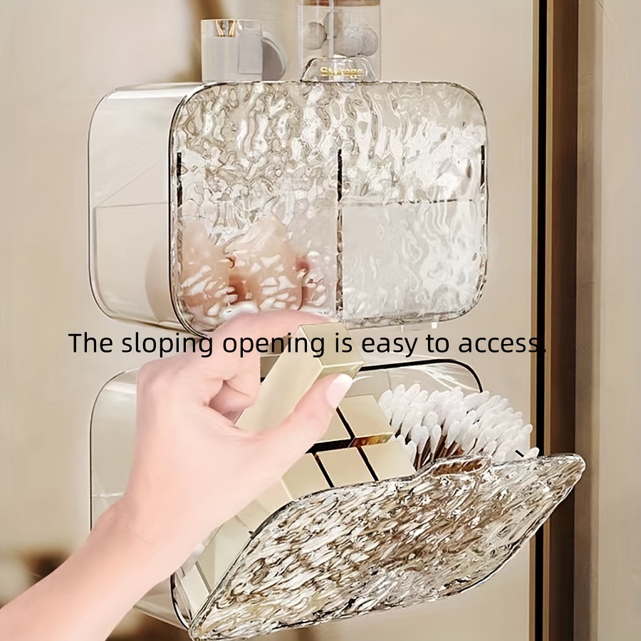 Wall-mounted Transparent Dustproof Makeup Organizer Box With Opening, Lightweight Plastic Bathroom Storage For Lipstick And Hair Accessories, No Electricity Needed, Vanity Accessories
Wall-mounted Transparent Dustproof Makeup Organizer Box With Opening, Lightweight Plastic Bathroom Storage For Lipstick And Hair Accessories, No Electricity Needed, Vanity Accessories