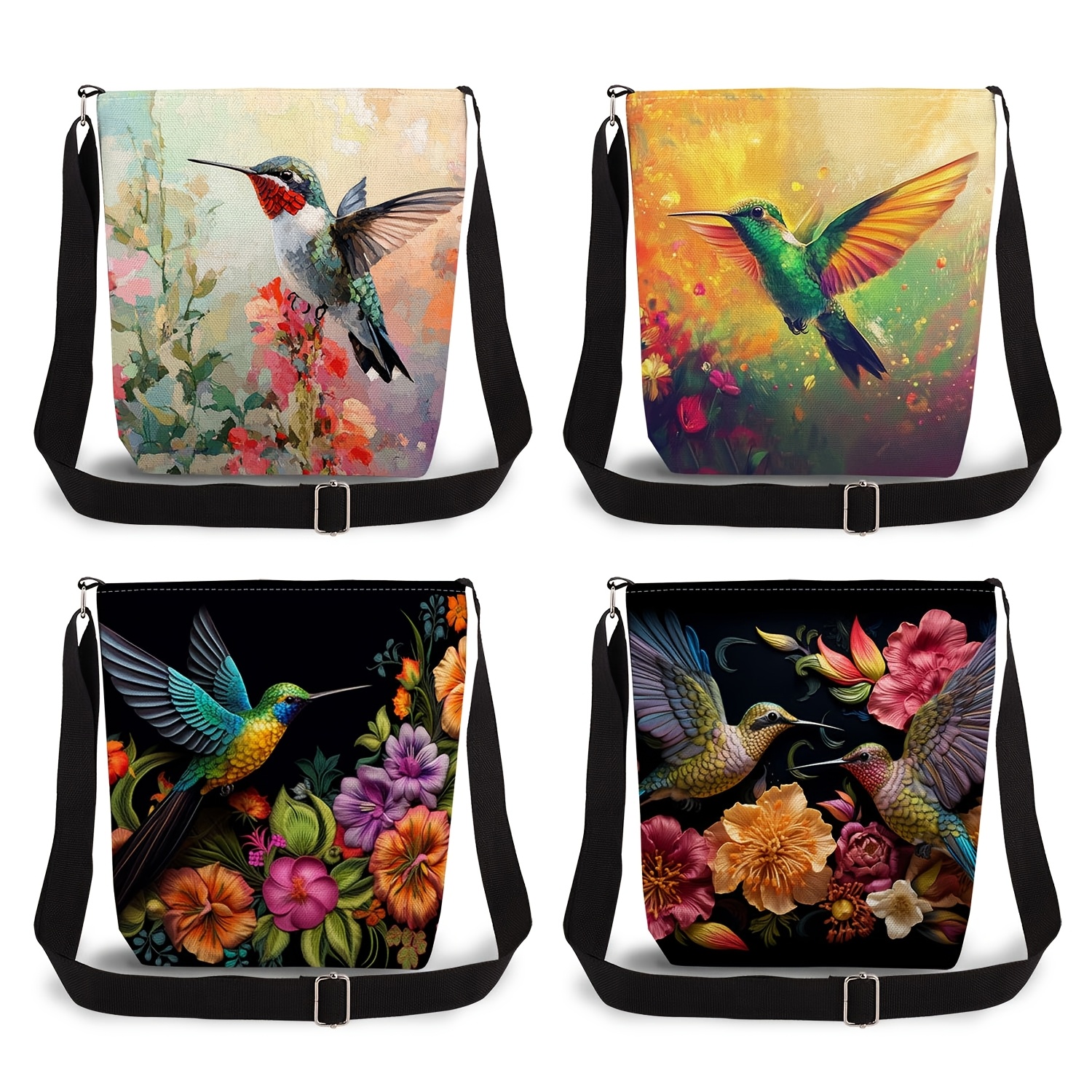 Floral And Bird Print Crossbody Bag, Adjustable Strap, Foldable Polyester Shoulder Bag With Zip Closure -
Floral And Bird Print Crossbody Bag, Adjustable Strap, Foldable Polyester Shoulder Bag With Zip Closure -