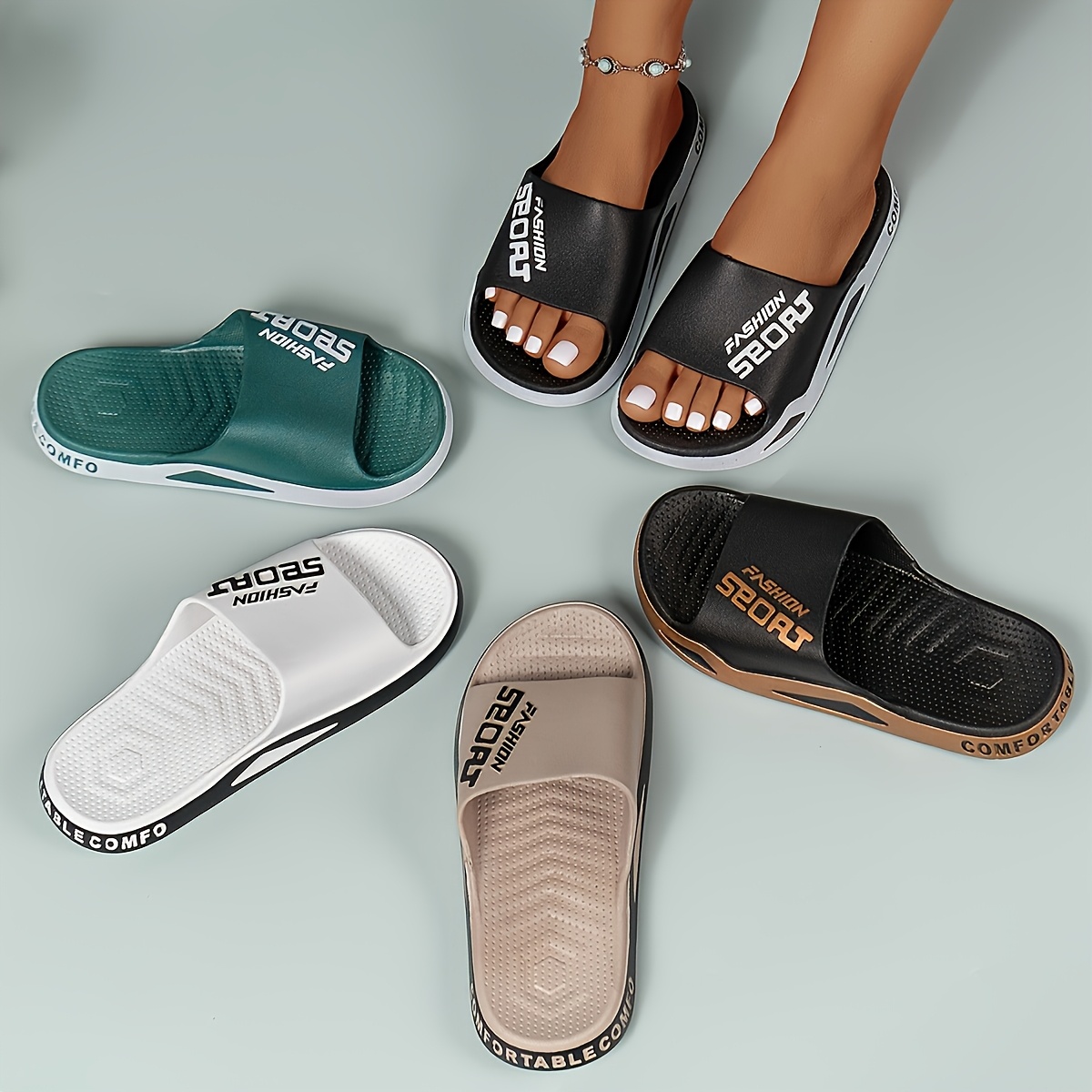 Summer Slides - Teal, Flat Open-toe Slippers With Non-slip Pvc Sole, Fashionable Indoor & Outdoor Sandals, Easy To Clean, Beach Sandals| Sandals|lightweight Sandals
Summer Slides - Teal, Flat Open-toe Slippers With Non-slip Pvc Sole, Fashionable Indoor & Outdoor Sandals, Easy To Clean, Beach Sandals| Sandals|lightweight Sandals