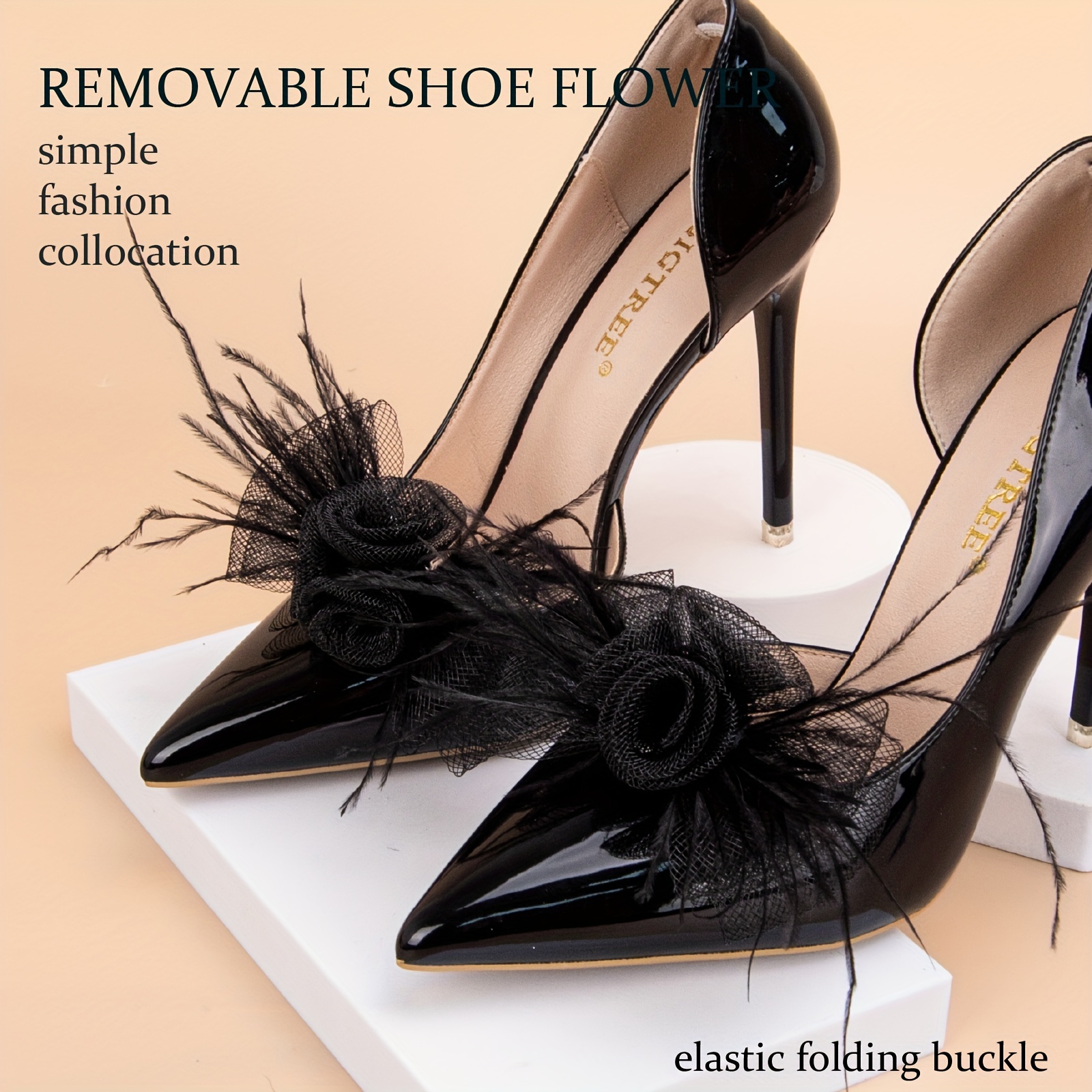 2pcs Elegant Black Mesh Bow & Feather Detachable Shoe Clips - Chic Twist , Polyester, For Wedding & Party High Heels, Shoe Accessories
2pcs Elegant Black Mesh Bow & Feather Detachable Shoe Clips - Chic Twist , Polyester, For Wedding & Party High Heels, Shoe Accessories
