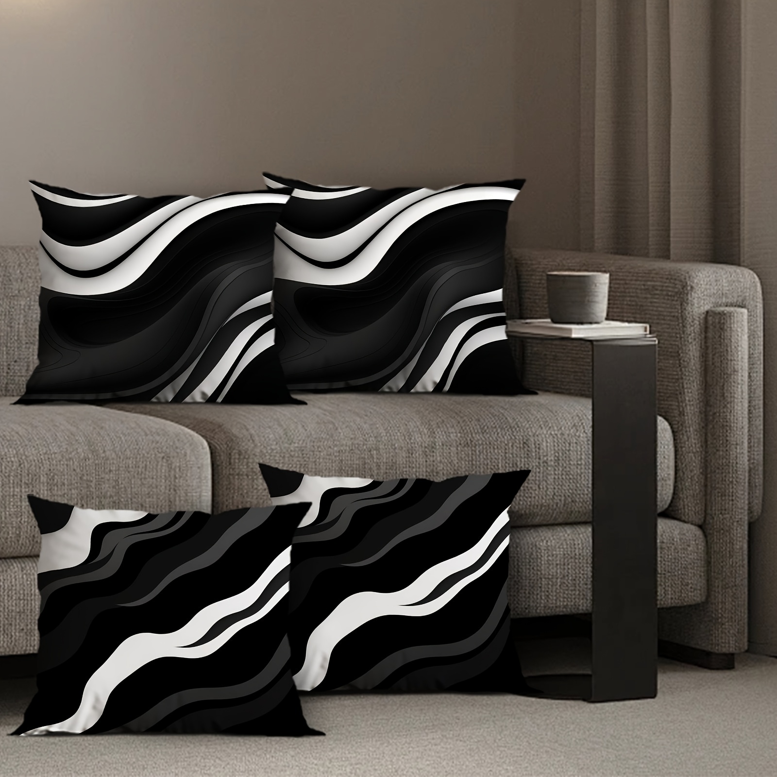 Set Of 4 Bohemian Style Throw Pillow Covers, Black And Pattern, Woven Polyester, Machine Washable, With Zipper Closure For Home, Office, Bedroom, Living Room, Outdoor Decorative Pillowcases
Set Of 4 Bohemian Style Throw Pillow Covers, Black And Pattern, Woven Polyester, Machine Washable, With Zipper Closure For Home, Office, Bedroom, Living Room, Outdoor Decorative Pillowcases