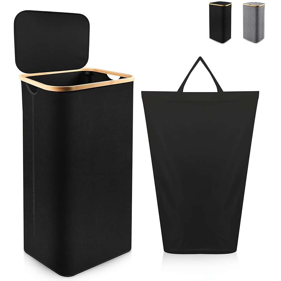 1pc Large Laundry Basket With Lid - 86l Dirty Clothes Hampers For Laundry With Removable Laundry Bag And Bamboo Handles, Foldable Laundry Basket For Bedroom, Bathroom, Dorm, Laundry Room
1pc Large Laundry Basket With Lid - 86l Dirty Clothes Hampers For Laundry With Removable Laundry Bag And Bamboo Handles, Foldable Laundry Basket For Bedroom, Bathroom, Dorm, Laundry Room