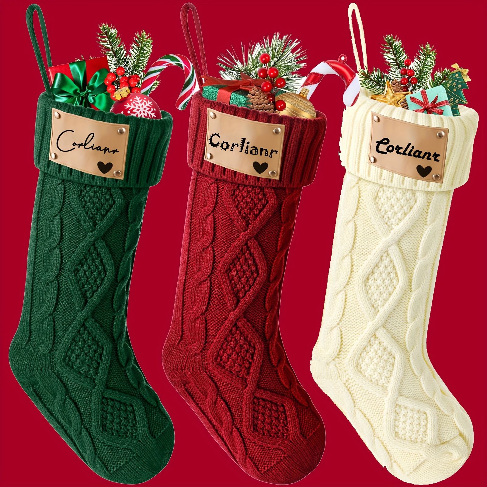 Personalized Knit Christmas Stockings With Custom Names - Leather & Polyester , Holiday
Personalized Knit Christmas Stockings With Custom Names - Leather & Polyester , Holiday