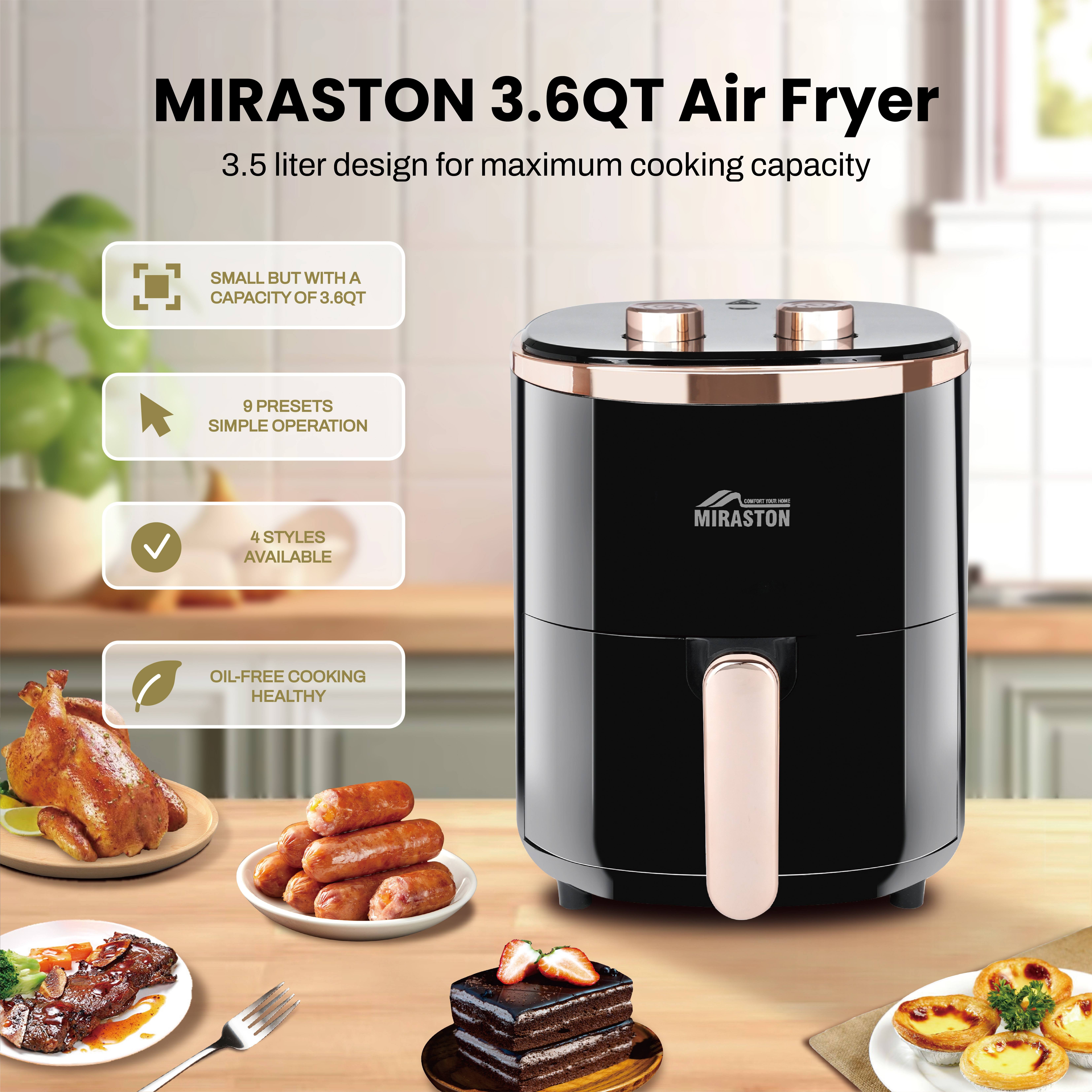 3.6 Fryer In Sleek Black & Rose Golden - Manual Control, Oil-free Cooking, Large Capacity For Meals, Abs Material, 1500w, Us Plug
3.6 Fryer In Sleek Black & Rose Golden - Manual Control, Oil-free Cooking, Large Capacity For Meals, Abs Material, 1500w, Us Plug
