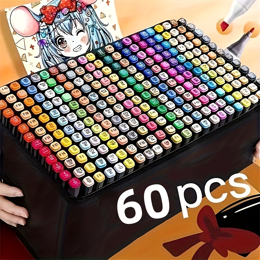 60 Color Dual-head Marker Set - Professional Permanent Sketch Markers For Adult Coloring, Artistic Drawing, And Illustration
60 Color Dual-head Marker Set - Professional Permanent Sketch Markers For Adult Coloring, Artistic Drawing, And Illustration