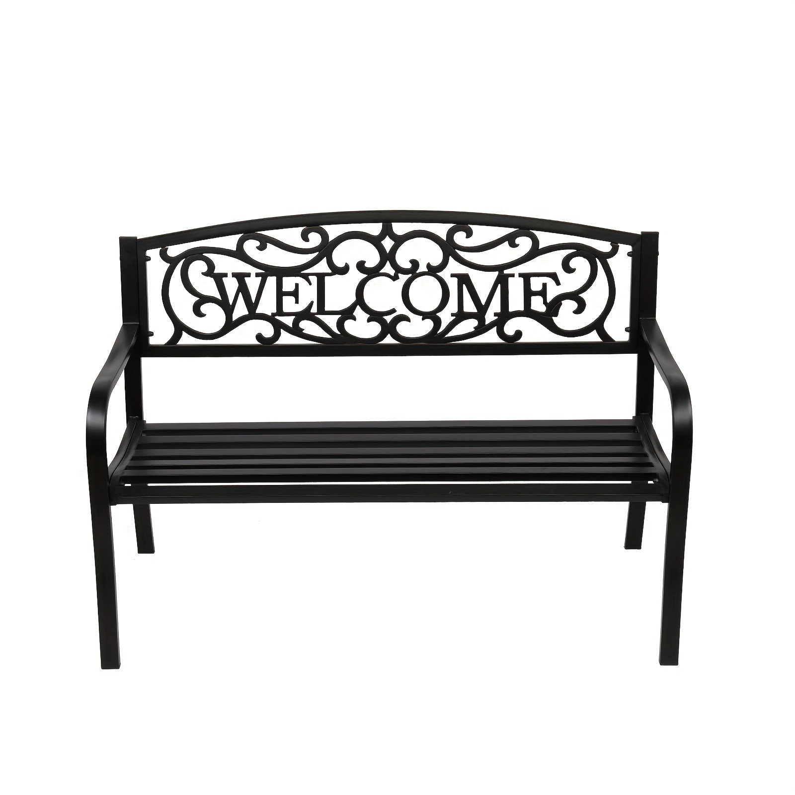 Ubesgoo Outdoor Steel Garden Bench Park Bench, 50 Inch Patio Welcome Bench With Slated Seat & Floral Design Backrest
Ubesgoo Outdoor Steel Garden Bench Park Bench, 50 Inch Patio Welcome Bench With Slated Seat & Floral Design Backrest
