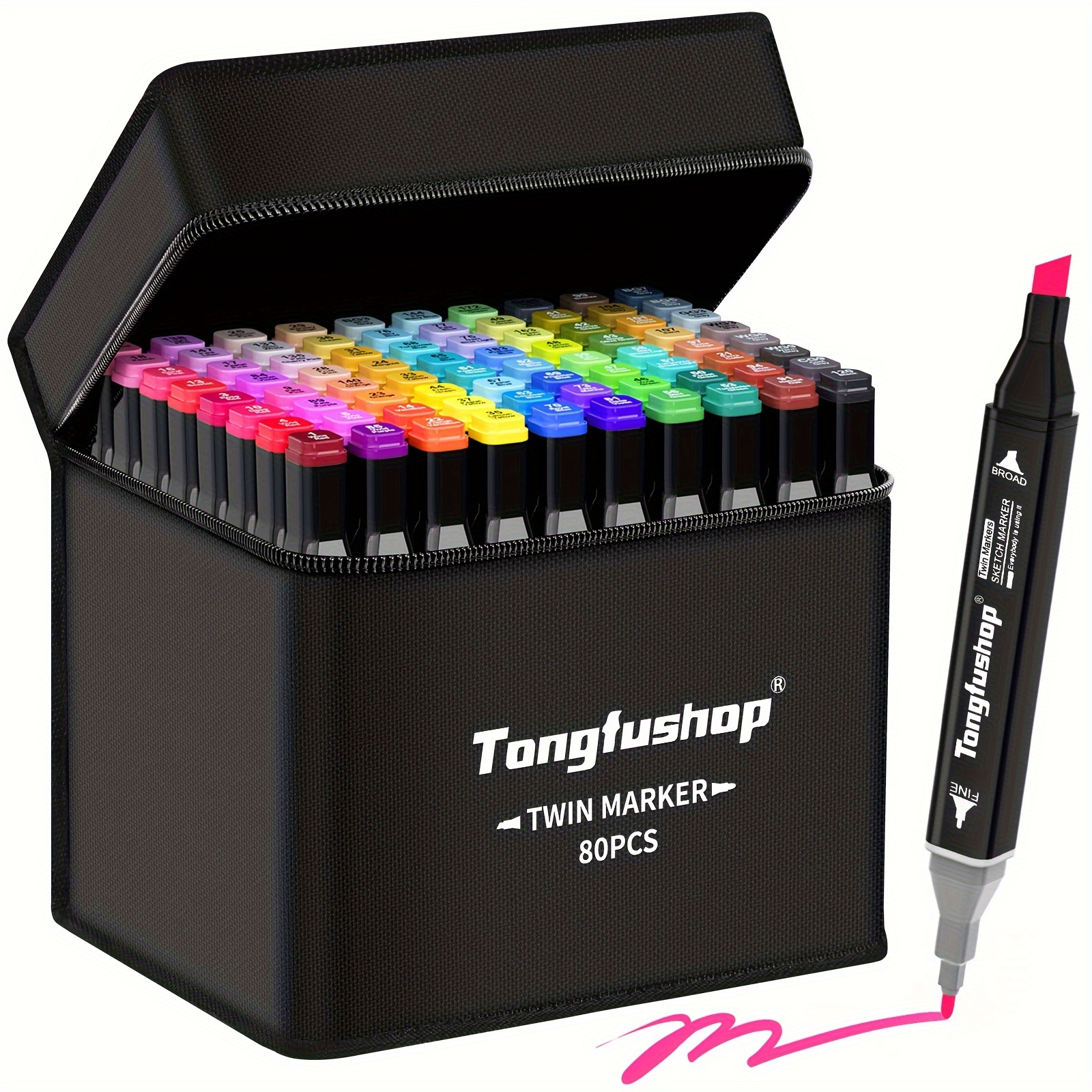 Tongfushop 80 Colours Water-based Markers, Bright Coloured And Easy To Clean Dual Tip Pens, High Colour Fastness, Safe And Quick Drying, Graffiti Pens For Colouring
Tongfushop 80 Colours Water-based Markers, Bright Coloured And Easy To Clean Dual Tip Pens, High Colour Fastness, Safe And Quick Drying, Graffiti Pens For Colouring