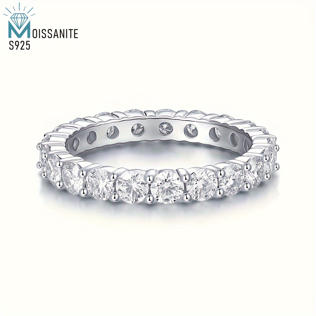 1pc Fine Craft 925 Sterling Silvery Main Stone 0.1 Carat * 21pcs Moissanite Diamonds Full Inlaid Women' Stacking Ring Suitable For Engagement Wedding To Wear A Gift And Family Must-haves
1pc Fine Craft 925 Sterling Silvery Main Stone 0.1 Carat * 21pcs Moissanite Diamonds Full Inlaid Women' Stacking Ring Suitable For Engagement Wedding To Wear A Gift And Family Must-haves
