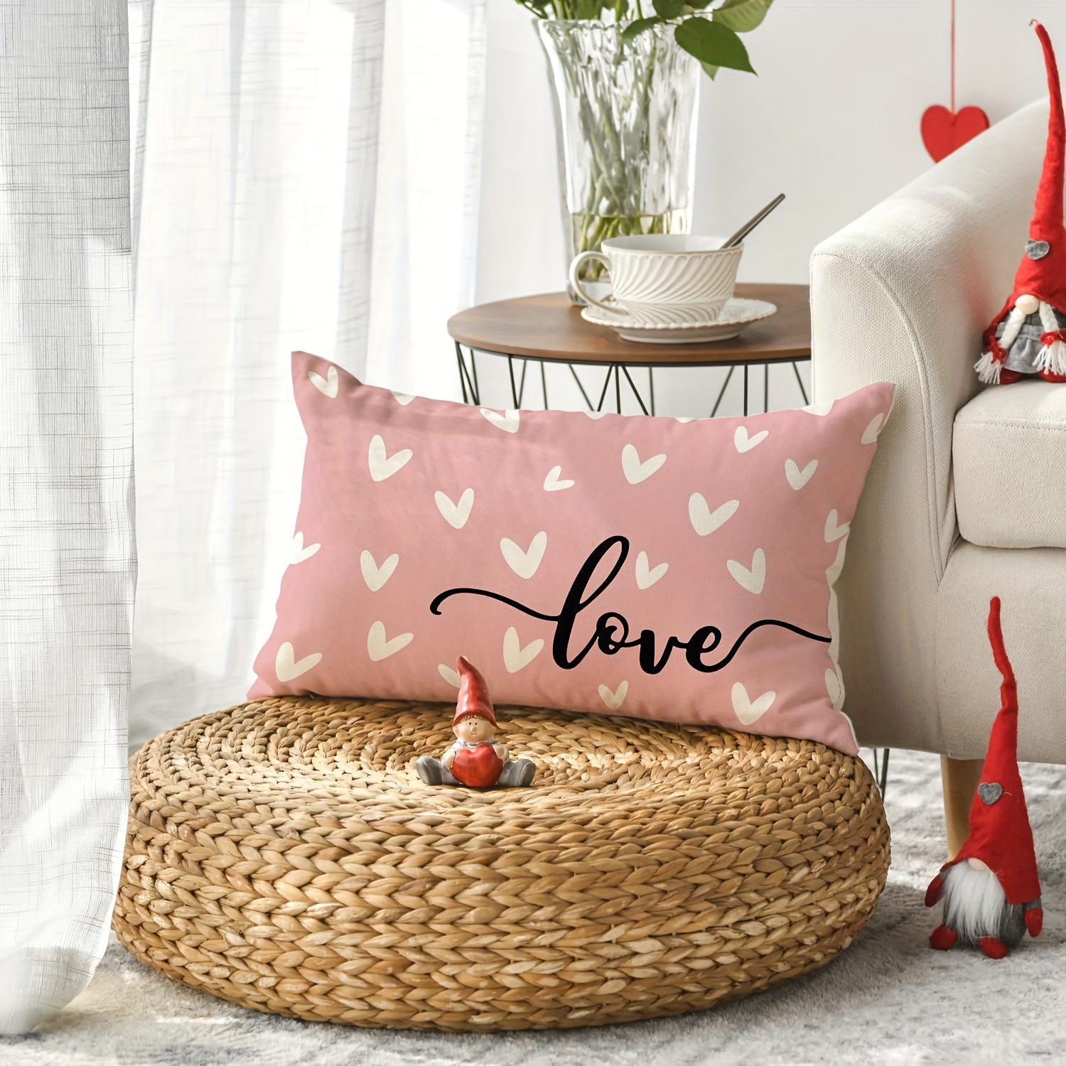 Contemporary Love Heart Print Polyester Throw Pillow Cover 20 X 12 Inch - 's Day Romantic With Zipper Closure For Sofa And Couch, Single Side Design, Machine Washable - 1pc
Contemporary Love Heart Print Polyester Throw Pillow Cover 20 X 12 Inch - 's Day Romantic With Zipper Closure For Sofa And Couch, Single Side Design, Machine Washable - 1pc