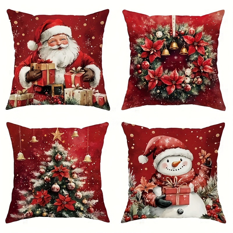 4pcs Christmas Velvet Throw Pillow Covers Set - Santa, Snowman & Tree Room And Bedroom Decor, Zip Closure, Machine Washable, Polyester
4pcs Christmas Velvet Throw Pillow Covers Set - Santa, Snowman & Tree Room And Bedroom Decor, Zip Closure, Machine Washable, Polyester