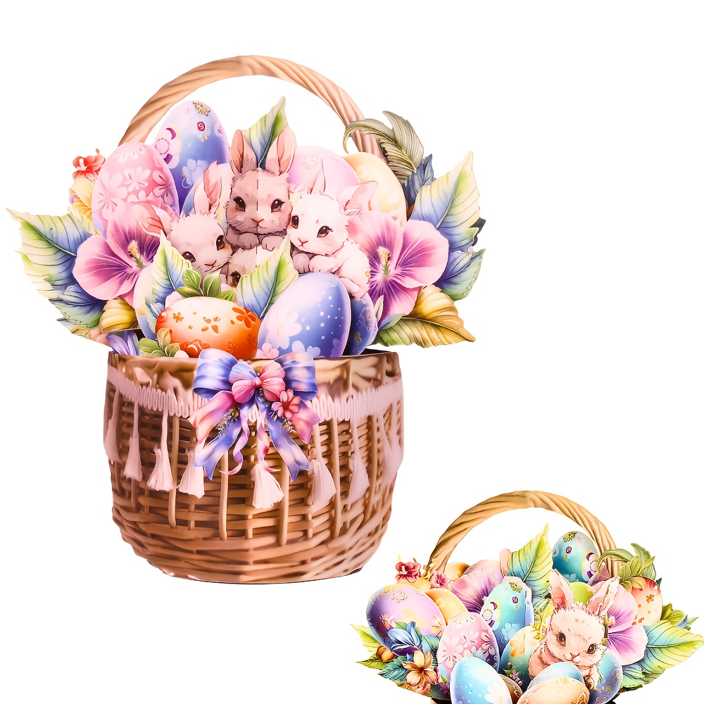 1pc Handmade Pop-up Basket Card With Bunny, Eggs & Tulips - Includes Note Card And Envelope, Ideal For Home Decor And Party Supplies
1pc Handmade Pop-up Basket Card With Bunny, Eggs & Tulips - Includes Note Card And Envelope, Ideal For Home Decor And Party Supplies