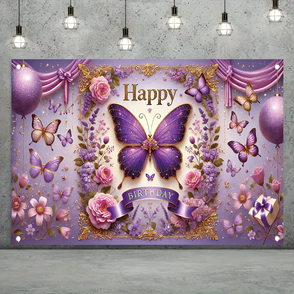 Purple Butterfly Happy Birthday Banner - 71x43" Polyester, Outdoor & Home Celebrations, Decor
Purple Butterfly Happy Birthday Banner - 71x43" Polyester, Outdoor & Home Celebrations, Decor
