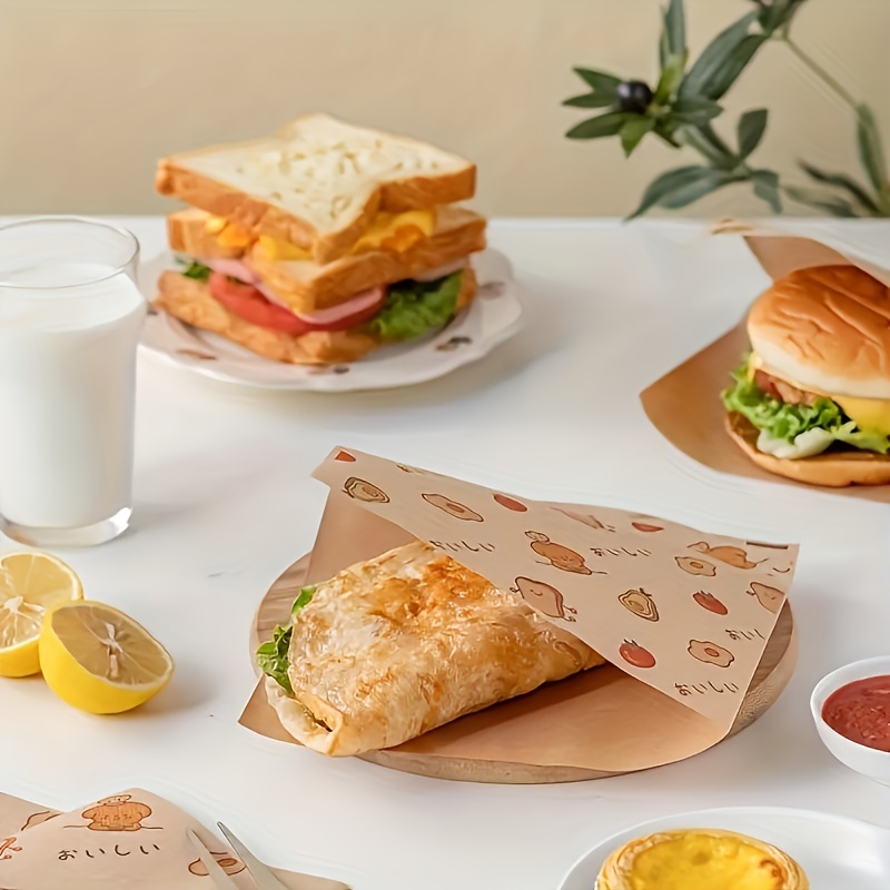 Value Pack 50pcs Double Layer Sandwich Wrapping Paper For Restaurant - Oil Resistant And Cuttable - Cute Baking Packaging Paper For Hamburger And More
Value Pack 50pcs Double Layer Sandwich Wrapping Paper For Restaurant - Oil Resistant And Cuttable - Cute Baking Packaging Paper For Hamburger And More