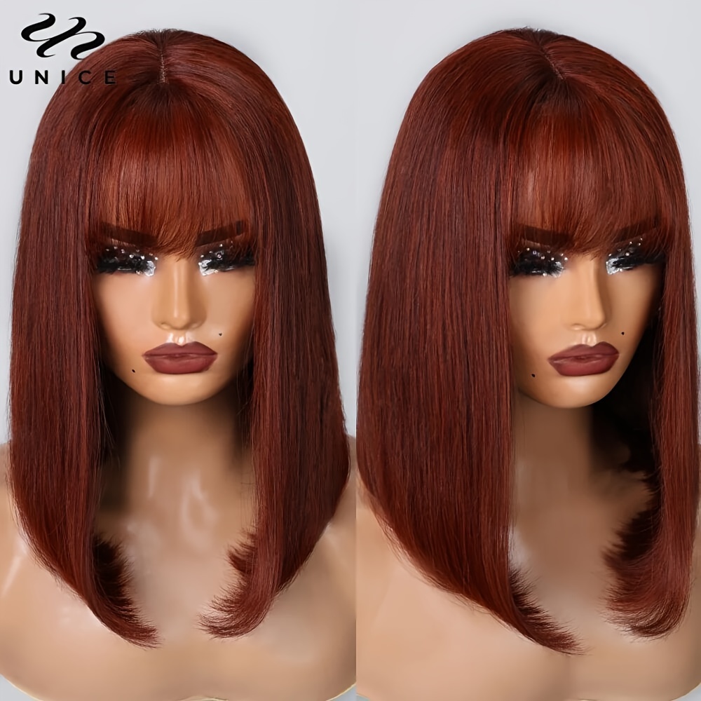 Unice Hair Straight Bob Wig With Bang Human Hair Short Bob Lace Wigs For Women Put On And Go Glueless Wig
Unice Hair Straight Bob Wig With Bang Human Hair Short Bob Lace Wigs For Women Put On And Go Glueless Wig