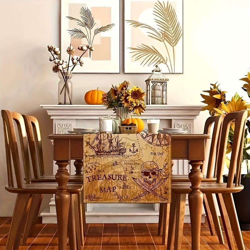 Pirate Ship Treasure Map Table Runner - Polyester Rectangular Nautical Table Decor, Woven Indoor Outdoor Dining Linen For Home, Party, Holiday - 1 Piece
Pirate Ship Treasure Map Table Runner - Polyester Rectangular Nautical Table Decor, Woven Indoor Outdoor Dining Linen For Home, Party, Holiday - 1 Piece