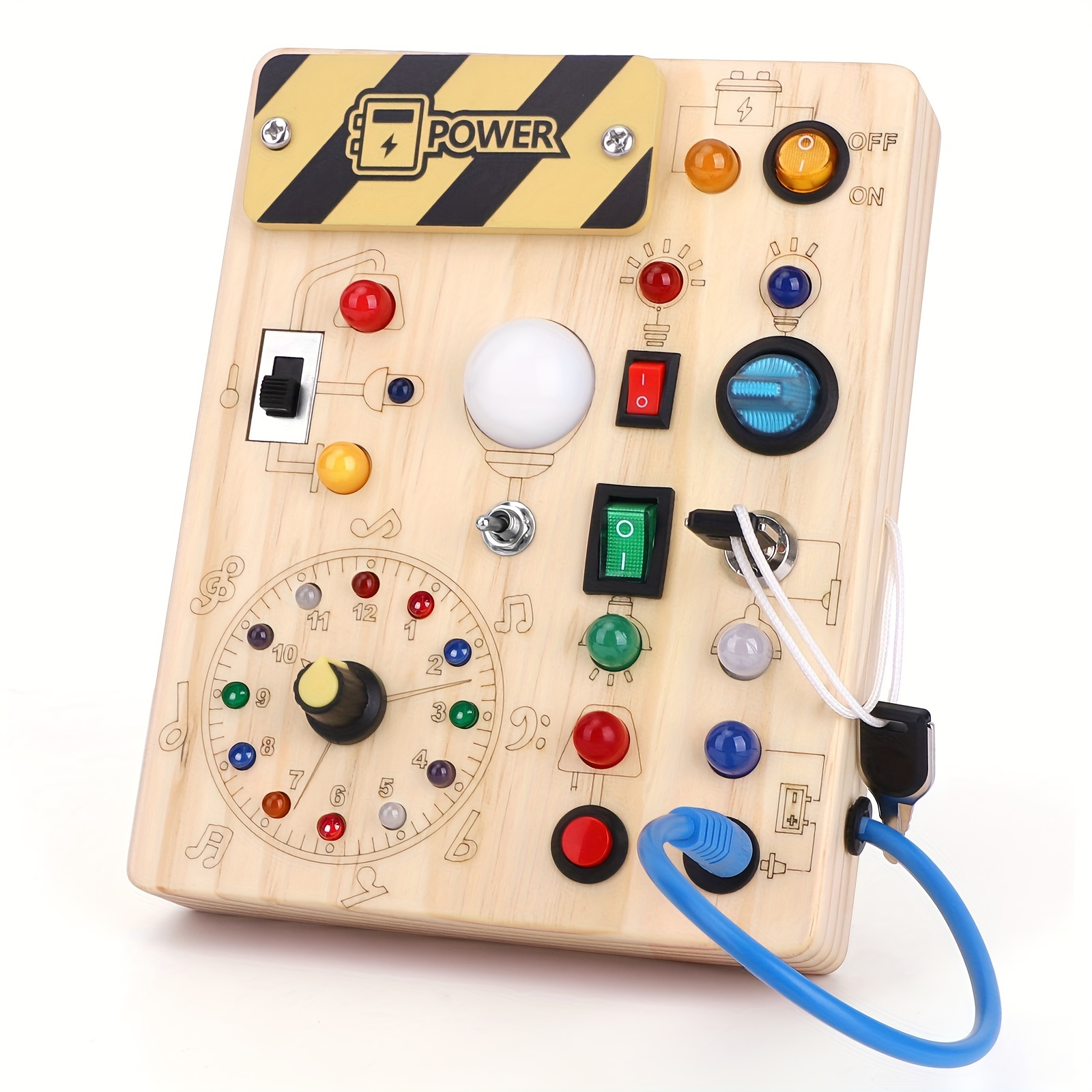 Toy Clock Wooden Busy Board With 11 Led Light Switches, Sensory Toy For And Over 1 Year Old
Toy Clock Wooden Busy Board With 11 Led Light Switches, Sensory Toy For And Over 1 Year Old