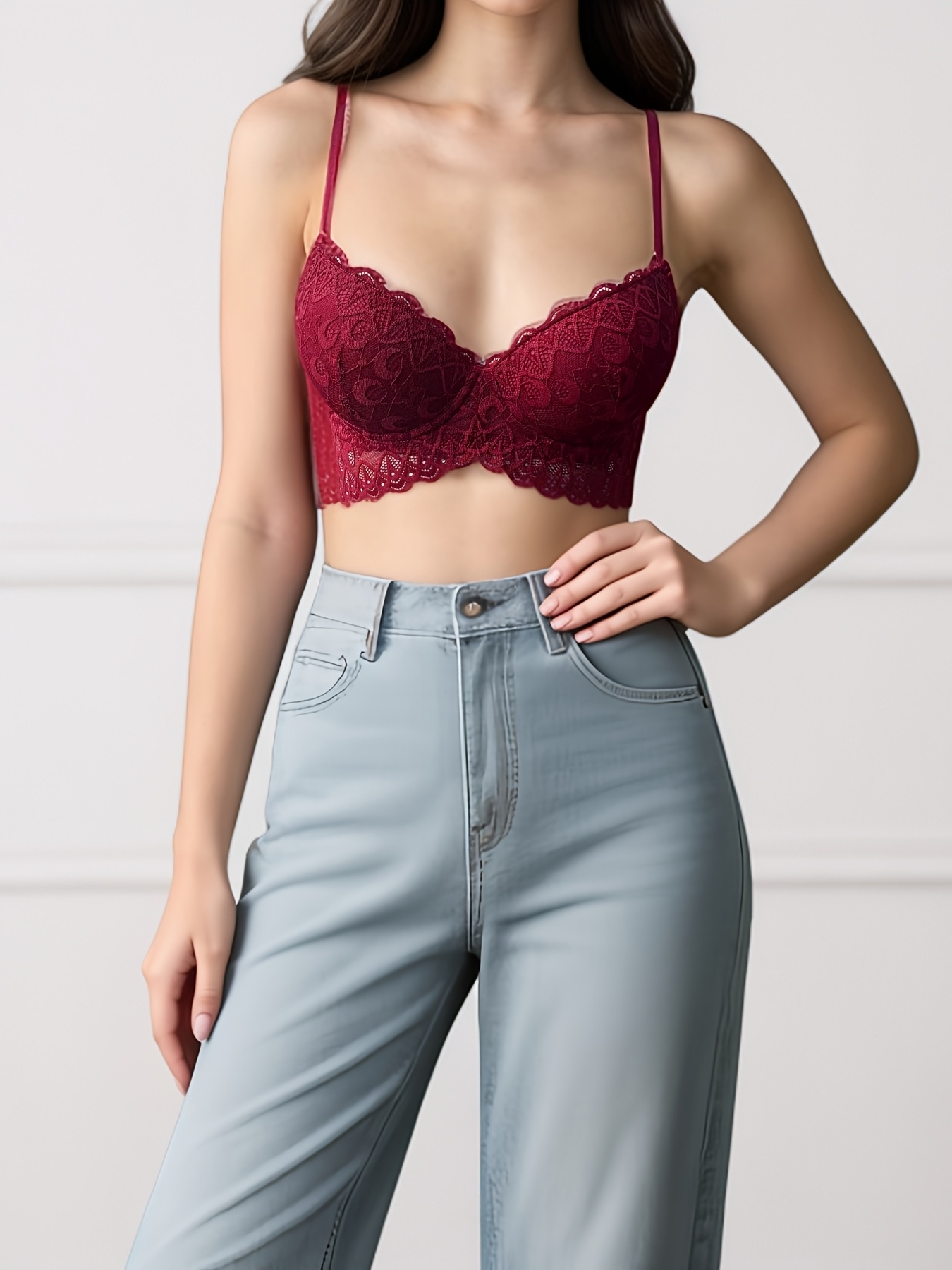 f4290bd9 3c1b 4c01 a535 5cc9def37245 Sexy Contrast Lace Women's Push-Up Lingerie Bra in Romantic Red