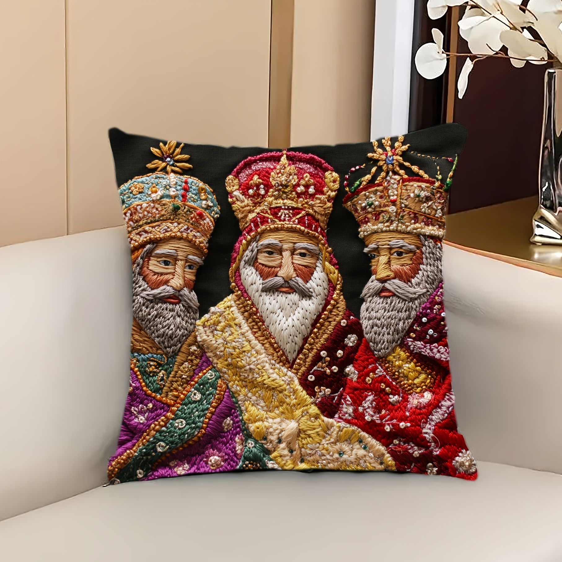 1pc Vintage Embroidered Cushion Cover, 18x18 Inch, Polyester Short Plush, Geometric-pattern, Hypoallergenic, Hand Wash, Zipper Closure, Woven, For Living Room Sofa Bedroom Decor - Sasa13165
1pc Vintage Embroidered Cushion Cover, 18x18 Inch, Polyester Short Plush, Geometric-pattern, Hypoallergenic, Hand Wash, Zipper Closure, Woven, For Living Room Sofa Bedroom Decor - Sasa13165