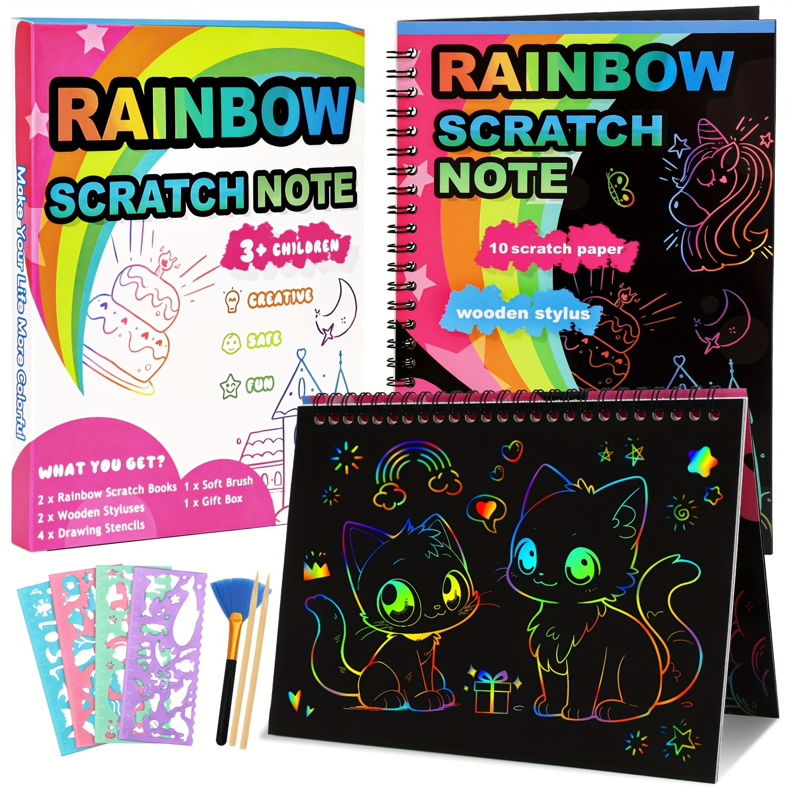 Rainbow Scratch Notebook For Kids - 2 Pack Black Scratch Art Paper Books Kit For Girls Boys Ages 3-12 Toys Crafts Supplies Birthday Gifts Party Favors
Rainbow Scratch Notebook For Kids - 2 Pack Black Scratch Art Paper Books Kit For Girls Boys Ages 3-12 Toys Crafts Supplies Birthday Gifts Party Favors