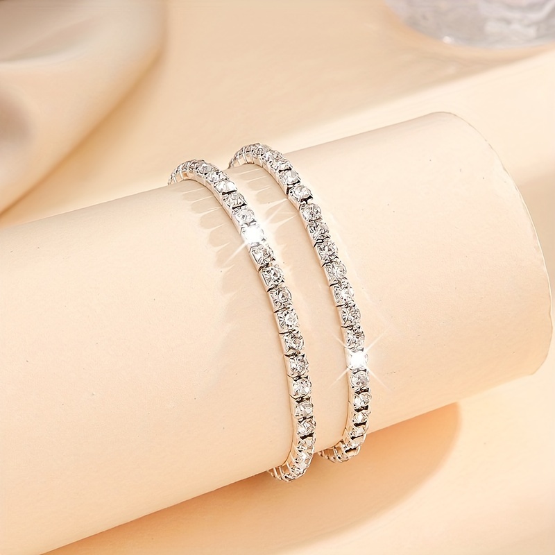 2-piece Set Classic Simple Stretch Wristbands For Women, Silver Plated With Rhinestone Inlay, Iron Construction, Versatile For And , Ideal For Thanksgiving Day - For
2-piece Set Classic Simple Stretch Wristbands For Women, Silver Plated With Rhinestone Inlay, Iron Construction, Versatile For And , Ideal For Thanksgiving Day - For