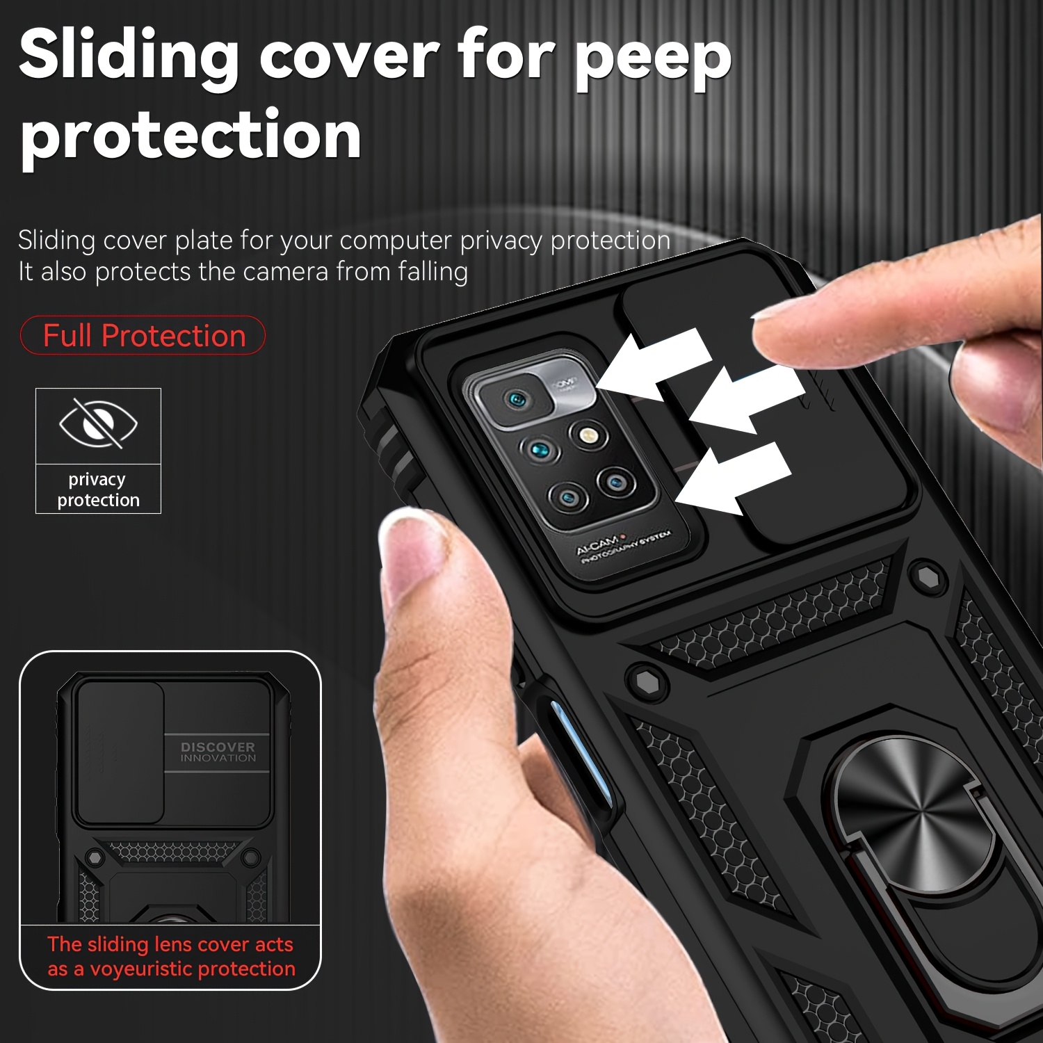 Étui pour téléphone portable pour Xiaomi Note10 4G/ POCO M5S/ Note 10 Pro/ 10 (4G)/ 10A/ 9C/ / POCO C40/ Poco M4 Pro 4G, Poco X4 Pro 5G avec couvercle de caméra coulissant, support à anneau rotatif
Étui pour téléphone portable pour Xiaomi Note10 4G/ POCO M5S/ Note 10 Pro/ 10 (4G)/ 10A/ 9C/ / POCO C40/ Poco M4 Pro 4G, Poco X4 Pro 5G avec couvercle de caméra coulissant, support à anneau rotatif