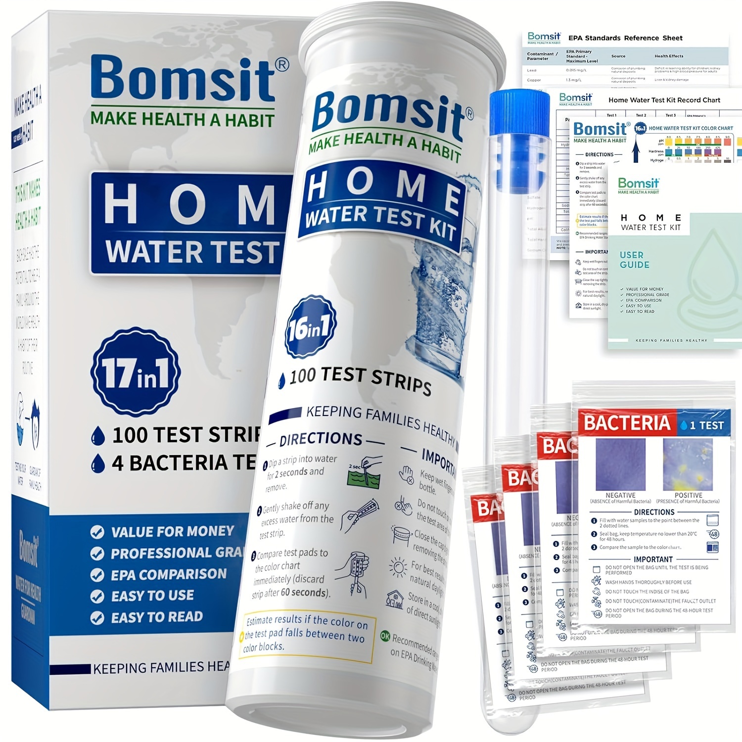 17 In 1 Drinking Kit - Strips + 4 Tests - Tap And Test Kit, To Test And For Hardness, , Iron, Fluoride, Ph, Copper, And
17 In 1 Drinking Kit - Strips + 4 Tests - Tap And Test Kit, To Test And For Hardness, , Iron, Fluoride, Ph, Copper, And