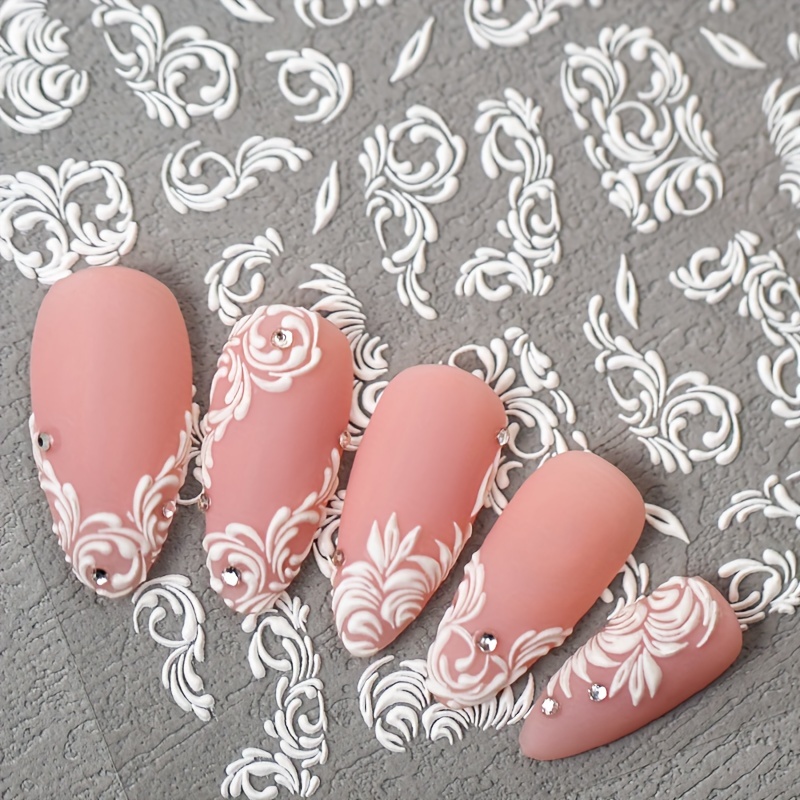 5d Embossed Rose Design Nail Art Stickers, Lace Flower Design Nail Art Decals For Nail Art Decoration, Self Adhesive Nail Art Supplies For Women And Girls
5d Embossed Rose Design Nail Art Stickers, Lace Flower Design Nail Art Decals For Nail Art Decoration, Self Adhesive Nail Art Supplies For Women And Girls