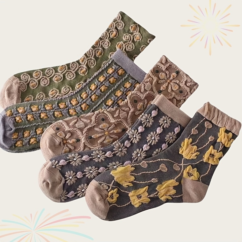 Lot de 5 Chaussettes Élégantes à Floraux pour Femmes - Style Vintage, Mélange de Polyester , Parfaites pour & l'Hiver
Lot de 5 Chaussettes Élégantes à Floraux pour Femmes - Style Vintage, Mélange de Polyester , Parfaites pour & l'Hiver