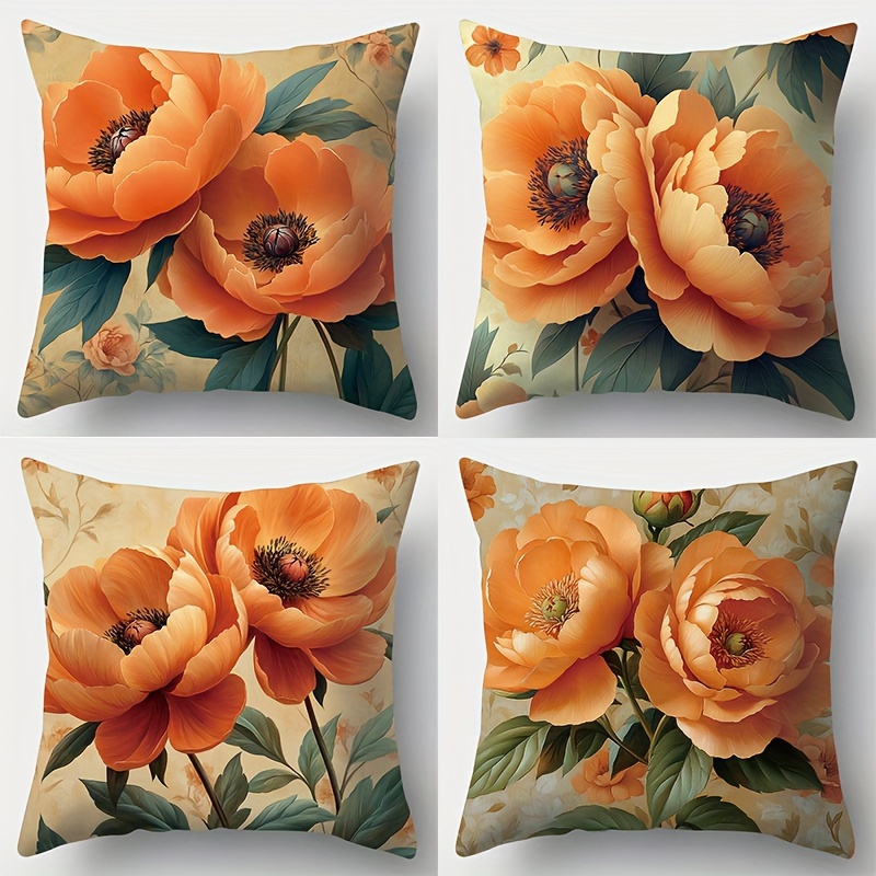 4-piece Orange Throw Pillow Covers Set, Contemporary Style, Machine Washable, Zipper Closure, Woven Polyester Decorative Cushion Cases For Living Room
4-piece Orange Throw Pillow Covers Set, Contemporary Style, Machine Washable, Zipper Closure, Woven Polyester Decorative Cushion Cases For Living Room
