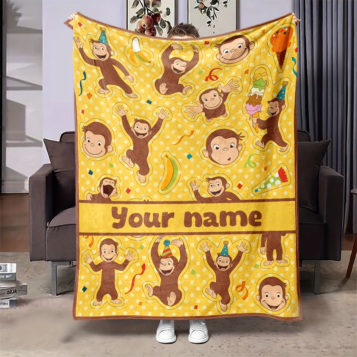 Customizable Personalized Flannel Fleece Blanket, Cartoon Monkeys Print, Warm Comfortable Throw, Decorative Bedding For All , Contemporary Style, Polyester Cover, , Knitted Fabric, 200-250g Square
Customizable Personalized Flannel Fleece Blanket, Cartoon Monkeys Print, Warm Comfortable Throw, Decorative Bedding For All , Contemporary Style, Polyester Cover, , Knitted Fabric, 200-250g Square