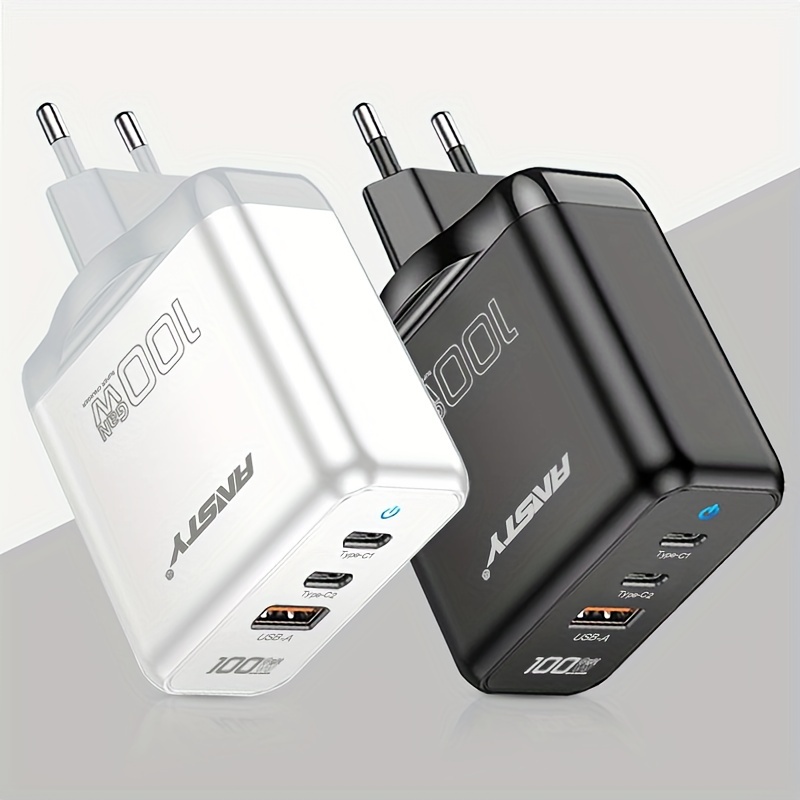 Gan 100w 3-port Fast Charging Pd Wall Charger Fast Charging, Multi-port Usb-c Travel Adapter For Samsung S10/s9/s8/plus, /xr/iphone11, Mainstream Models, Fully Compatible
Gan 100w 3-port Fast Charging Pd Wall Charger Fast Charging, Multi-port Usb-c Travel Adapter For Samsung S10/s9/s8/plus, /xr/iphone11, Mainstream Models, Fully Compatible