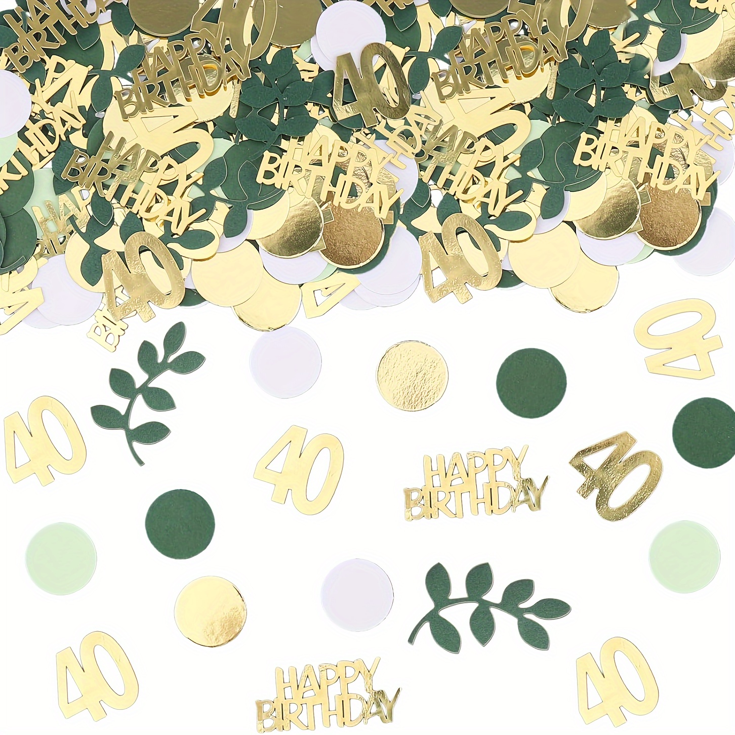 100pcs 40th Birthday Confetti Decoration Set, Green And Cream Paper Table Scatter, Happy 40th Party Supplies For Adults 14+ - Includes 'happy Birthday' And '40' Shaped Pieces
100pcs 40th Birthday Confetti Decoration Set, Green And Cream Paper Table Scatter, Happy 40th Party Supplies For Adults 14+ - Includes 'happy Birthday' And '40' Shaped Pieces
