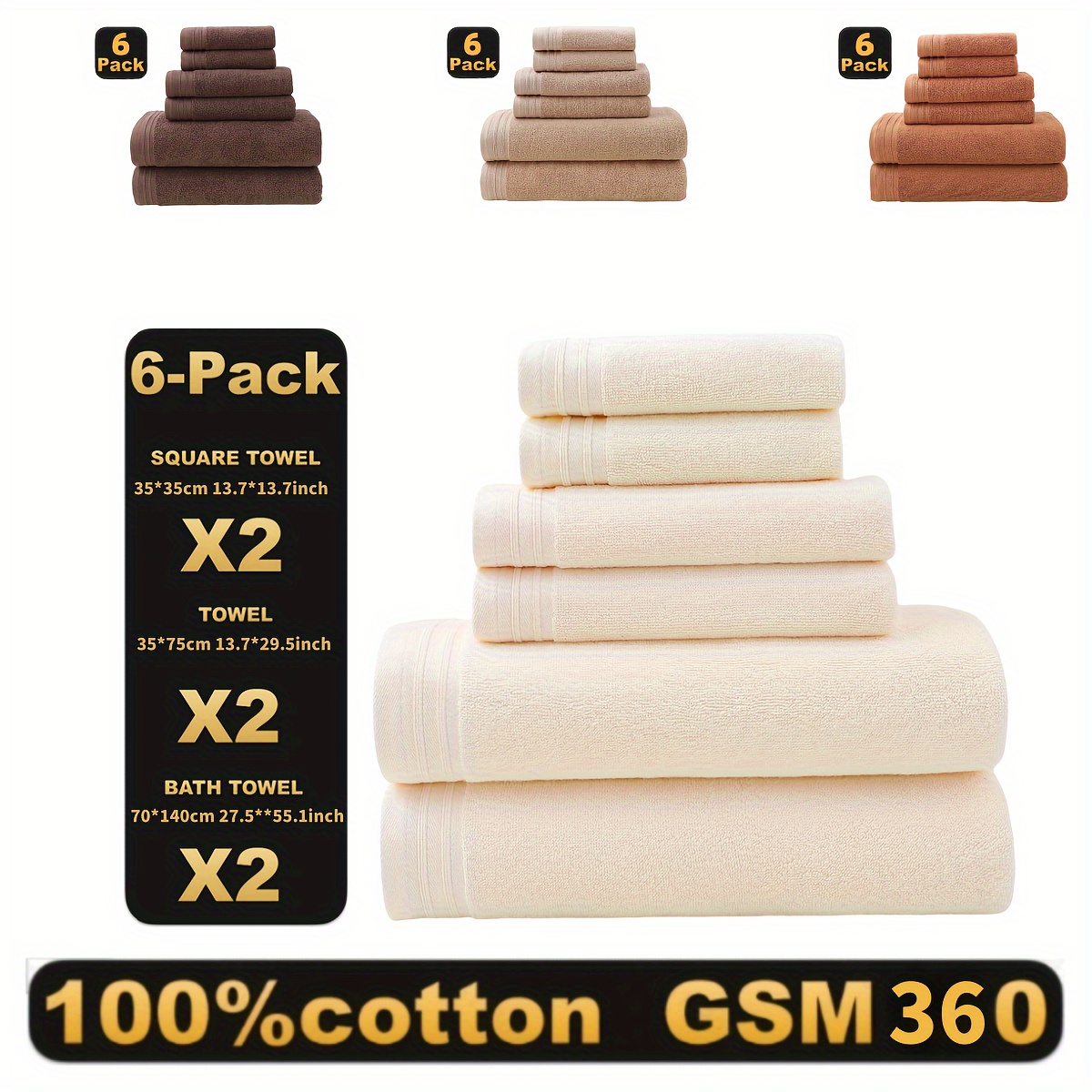 6-piece Towel Set - Soft, Absorbent Bath & Hand Towels With Washcloths For Home And Hotel Use
6-piece Towel Set - Soft, Absorbent Bath & Hand Towels With Washcloths For Home And Hotel Use