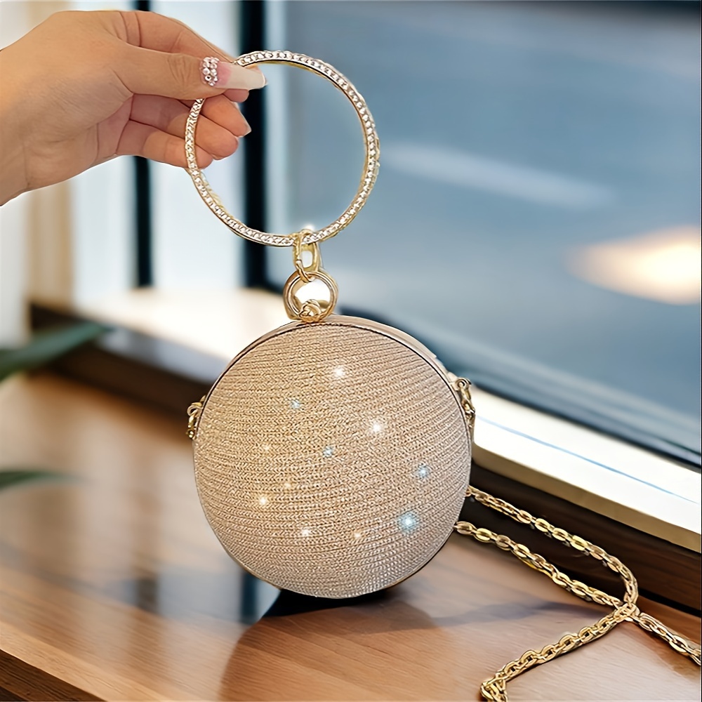 Elegant Golden Round Ball Evening Clutch With Sparkling - Fashionable Mini Crossbody Chain Bag For Women, Parties & Balls
Elegant Golden Round Ball Evening Clutch With Sparkling - Fashionable Mini Crossbody Chain Bag For Women, Parties & Balls