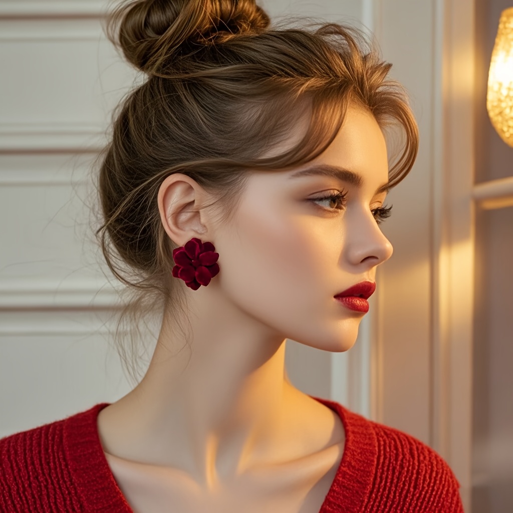 Elegant Red Floral Stud Earrings For Women - Chic Resin , Parties & Festivals, Autumn Winter, Drop Earrings
Elegant Red Floral Stud Earrings For Women - Chic Resin , Parties & Festivals, Autumn Winter, Drop Earrings
