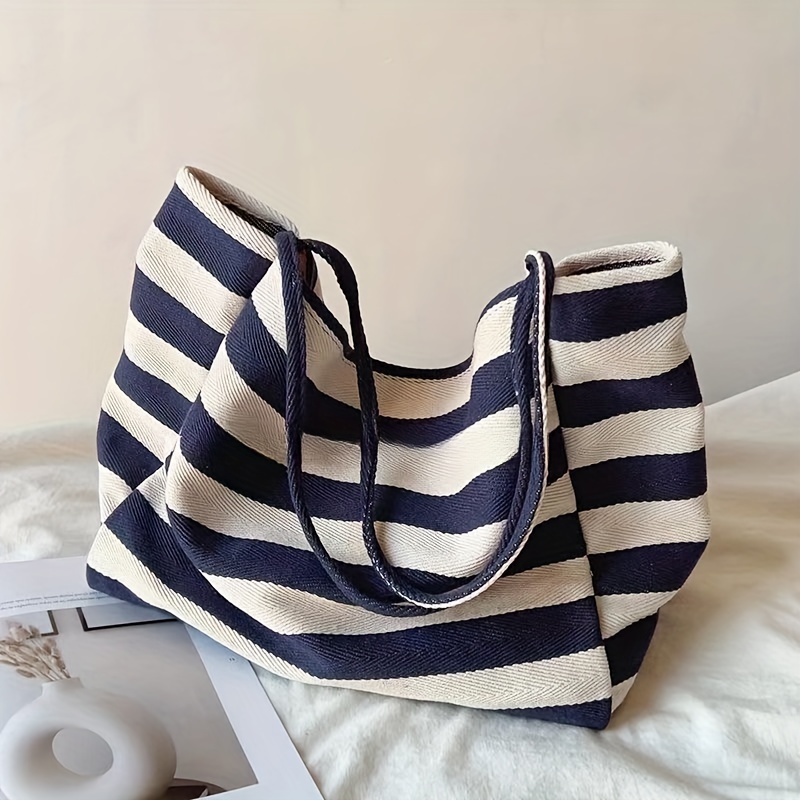 Large Striped Canvas Tote Bag For Women, Fashion Shoulder Bag, Black And White Summer Handbag For Work School
Large Striped Canvas Tote Bag For Women, Fashion Shoulder Bag, Black And White Summer Handbag For Work School