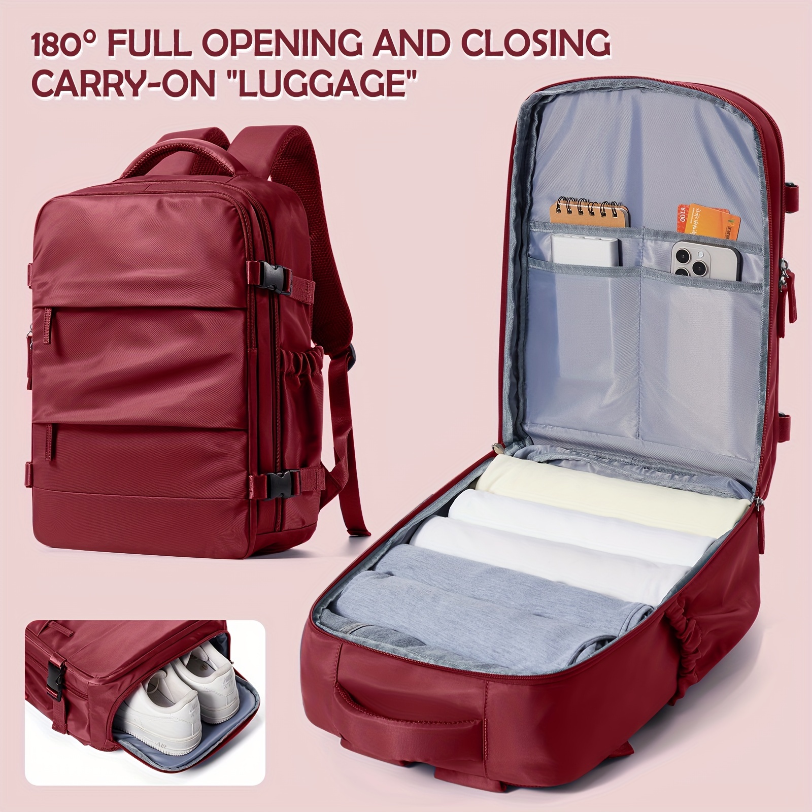 Coowoz Women's Large Capacity Travel Backpack, Fashionable Nylon, Waterproof, With Laptop Compartment And Shoe Pocket, Adjustable Straps, Zip Closure, Polyester , For Short Trips And Business Travel
Coowoz Women's Large Capacity Travel Backpack, Fashionable Nylon, Waterproof, With Laptop Compartment And Shoe Pocket, Adjustable Straps, Zip Closure, Polyester , For Short Trips And Business Travel