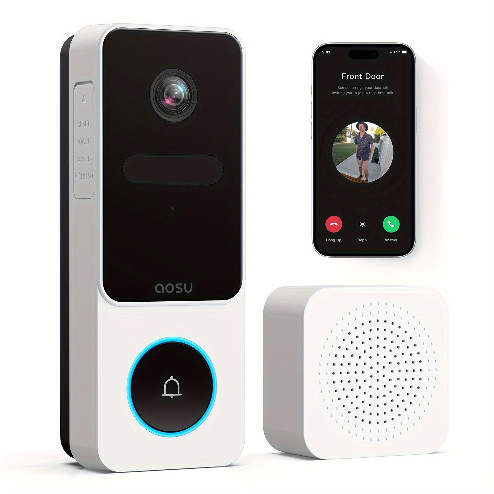 Aosu Wireless Video Doorbell Camera - No Monthly Fee, 1920p Hd, View, Detection, Battery Powered With 4600mah, Ai & Pir Detection, 2-way , , & Assistant, In
Aosu Wireless Video Doorbell Camera - No Monthly Fee, 1920p Hd, View, Detection, Battery Powered With 4600mah, Ai & Pir Detection, 2-way , , & Assistant, In