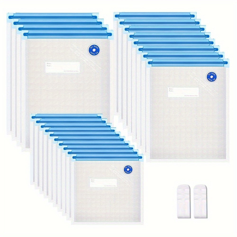 22 Reusable Food Vacuum Sealing Bags, 3 Sizes Of Food Bags, With 2 Sealing Clips, For Food Storage And Low Temperature Cooking, Vacuum Food Bags, Refrigerator, Cereal Storage Sealing Bags, To Carry
22 Reusable Food Vacuum Sealing Bags, 3 Sizes Of Food Bags, With 2 Sealing Clips, For Food Storage And Low Temperature Cooking, Vacuum Food Bags, Refrigerator, Cereal Storage Sealing Bags, To Carry