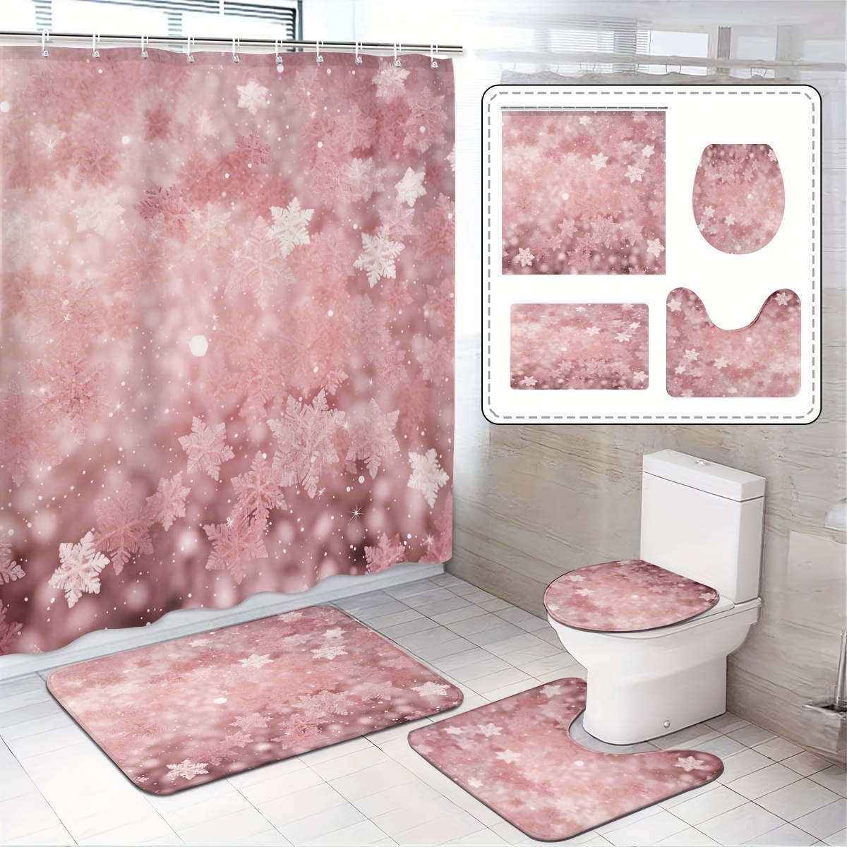 Christmas Shower Curtain Set 12 , 1pc/3pcs/4pcs, - Polyester , , Includes , U-shaped Mat, Lid , Bathroom Rug, , Decorative Accessories, For And
Christmas Shower Curtain Set 12 , 1pc/3pcs/4pcs, - Polyester , , Includes , U-shaped Mat, Lid , Bathroom Rug, , Decorative Accessories, For And