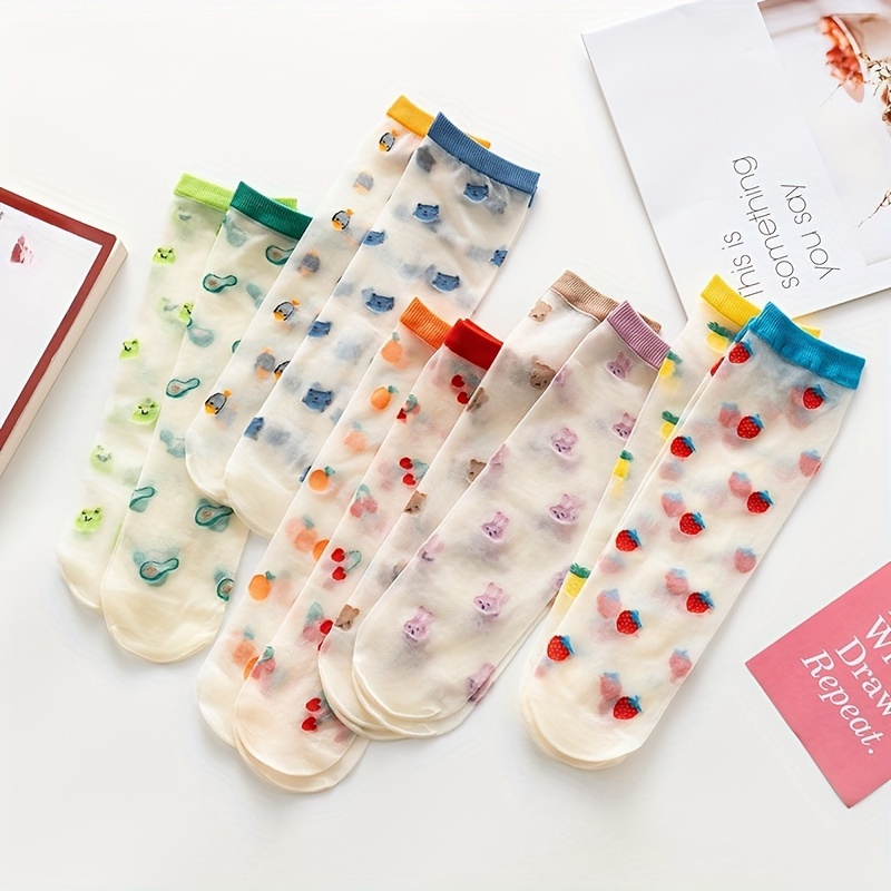 5 Pairs Fruit Mesh Socks, Cute & Lightweight Ultra-thin Socks, Women's Stockings & Hosiery
5 Pairs Fruit Mesh Socks, Cute & Lightweight Ultra-thin Socks, Women's Stockings & Hosiery
